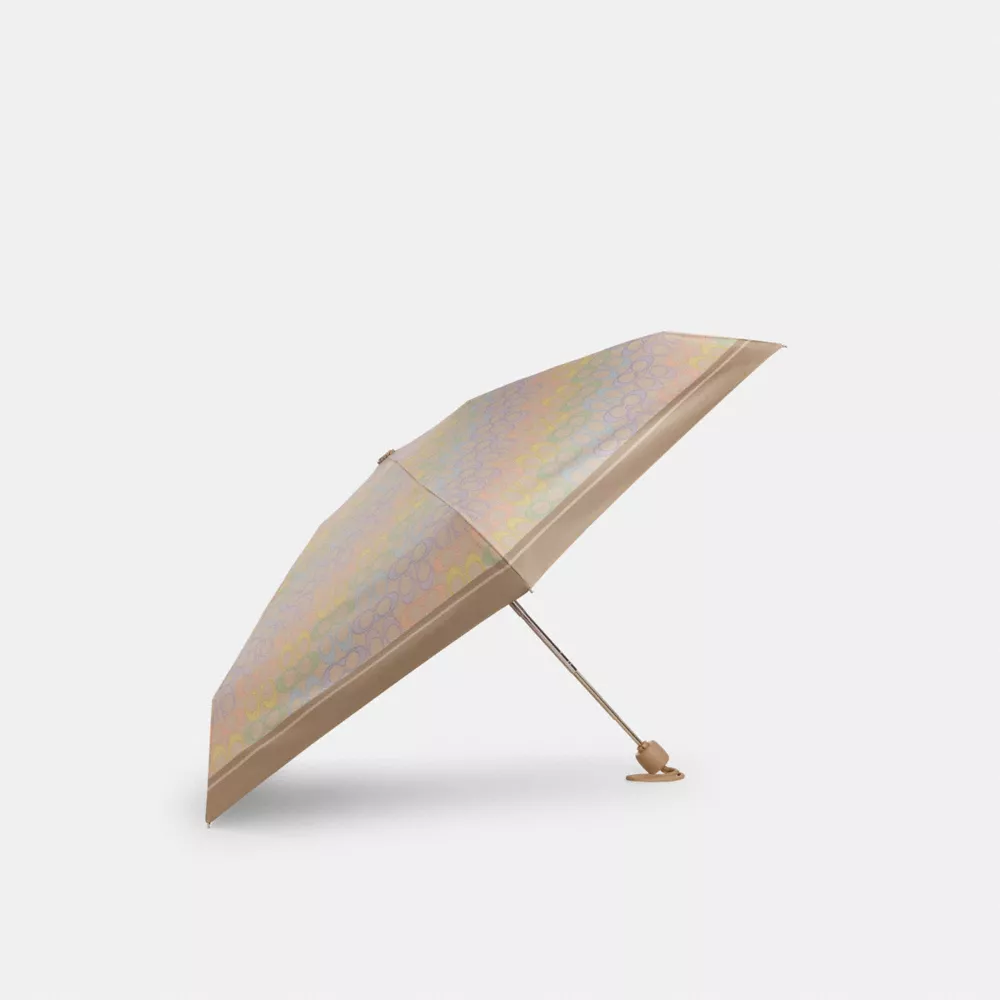 coach uv protection mini umbrella in rainbow signature print CDF40-SVSAS