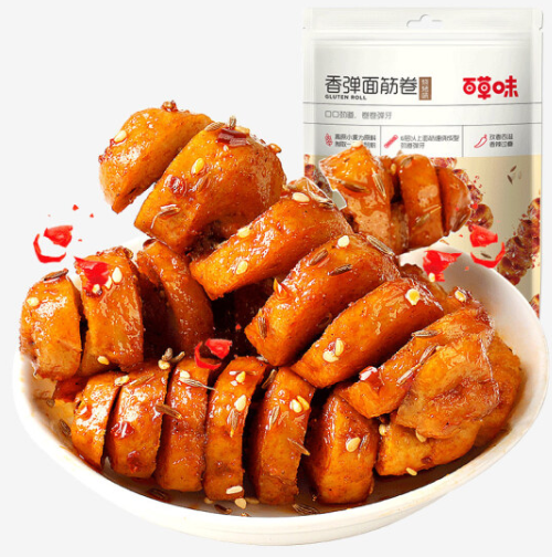 18.7元包邮！百草味 香弹面筋卷135g