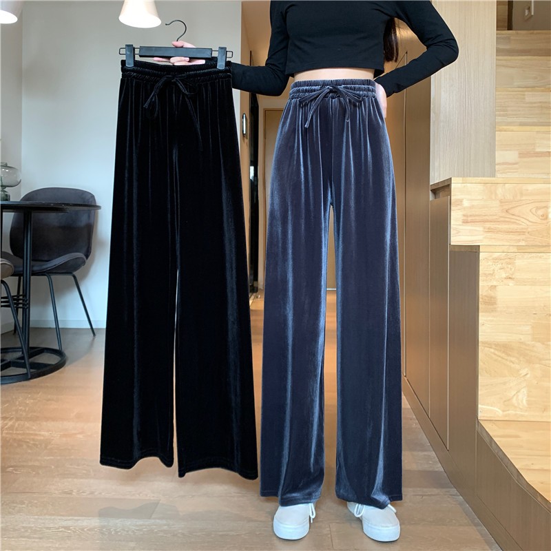 【旗舰店】忻萦 春秋宽松直筒金丝绒 阔腿裤