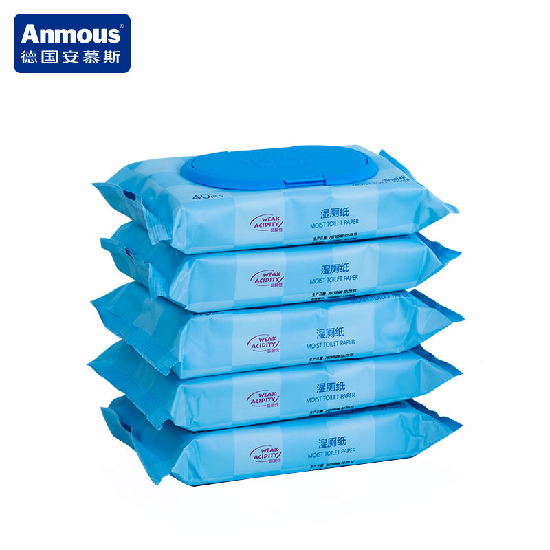 【安慕斯】家庭实惠装湿厕纸40抽*5包