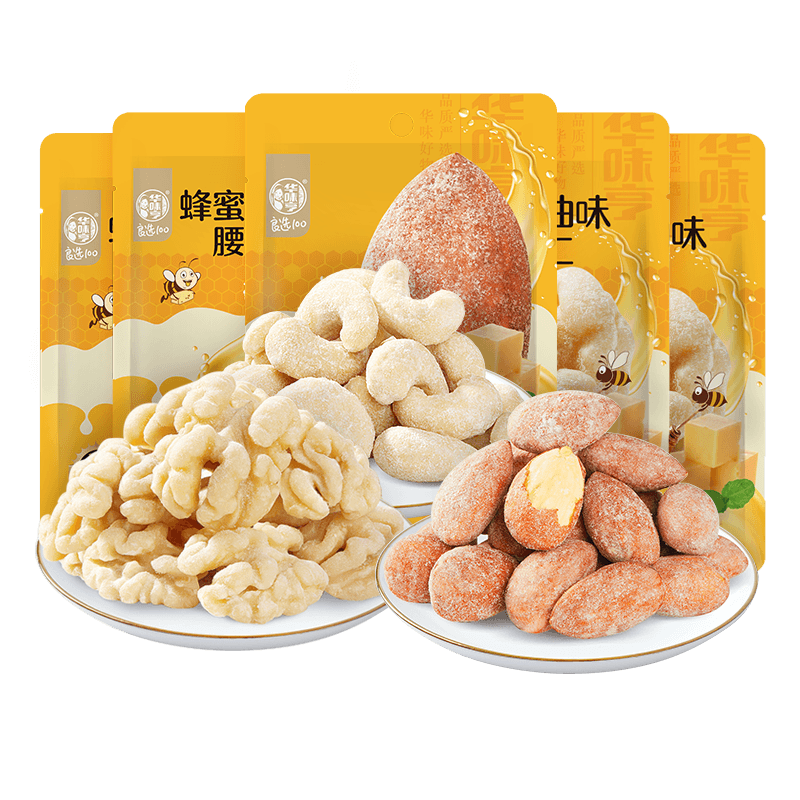 【华味亨_风味坚果】蜂蜜黄油味扁桃仁芥末巴旦木辣条味果仁腰果