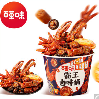 29.8元包邮！百草味 霸王卤味桶 387g夜宵熟食