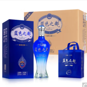 89元包邮！洋河镇 蓝色之都 52度浓香型白酒500ml*6瓶