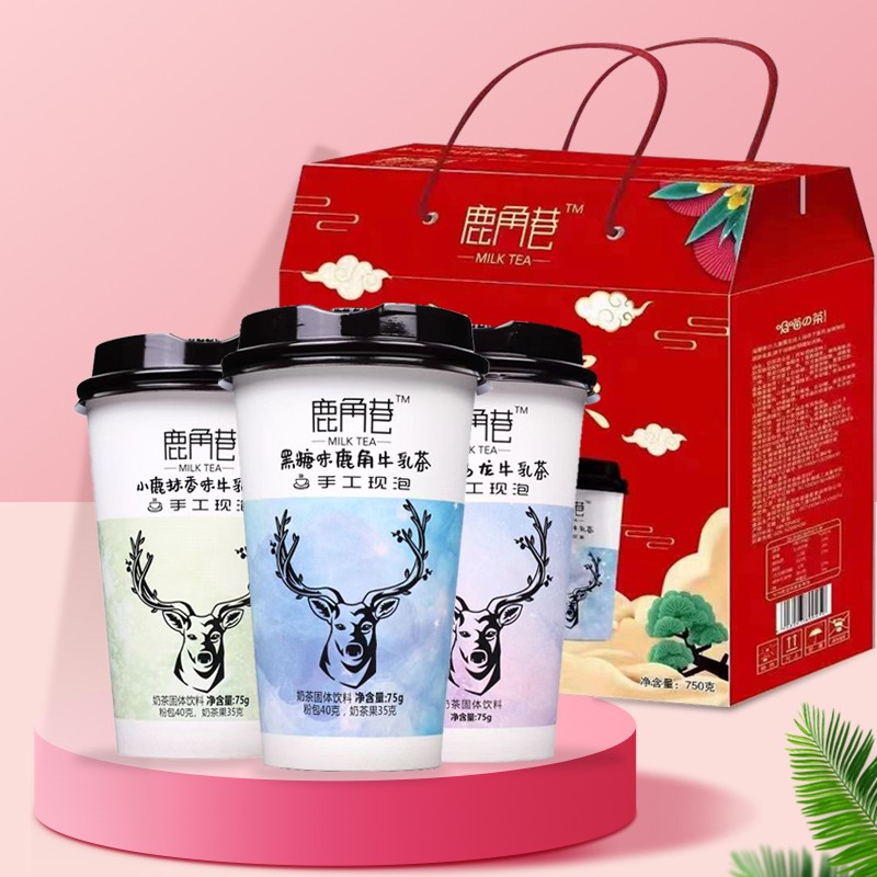 12杯礼盒装小鹿牛乳茶网红奶茶