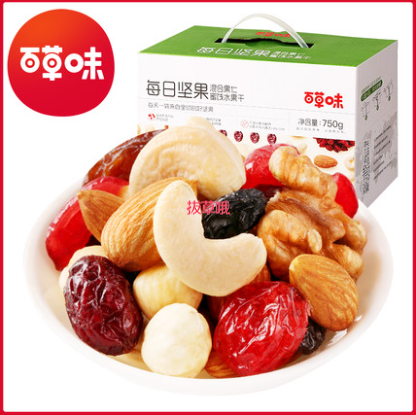 69元包邮！百草味 每日坚果30袋 750g