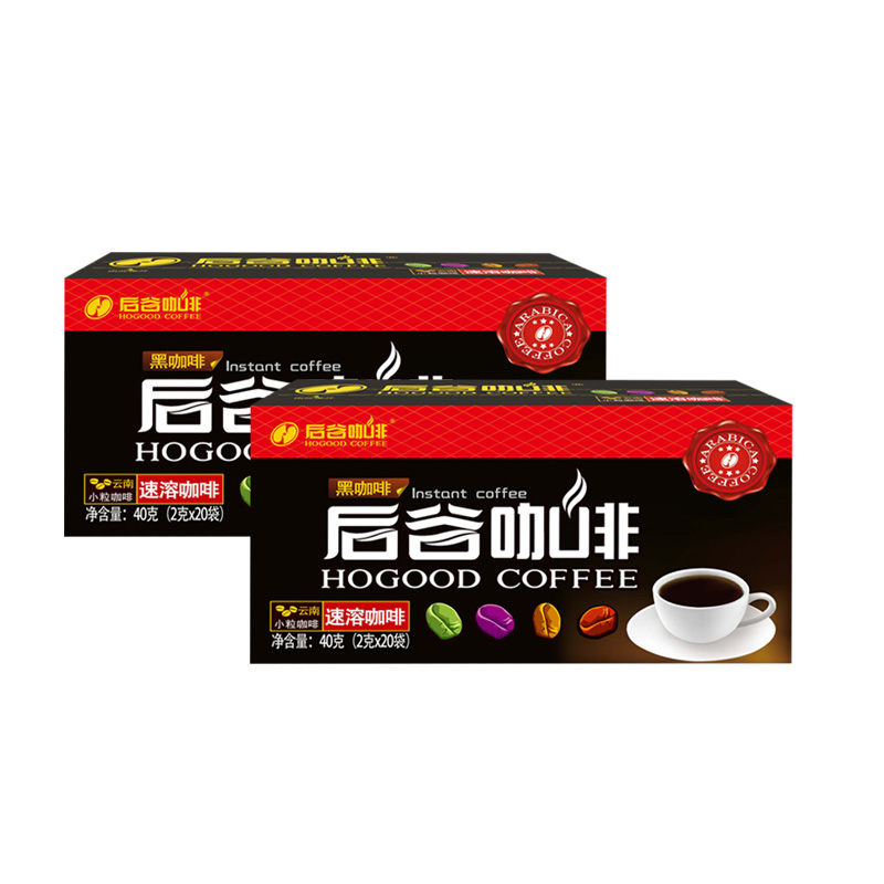 【可签到】后谷！速溶纯苦黑咖啡粉2盒/40袋