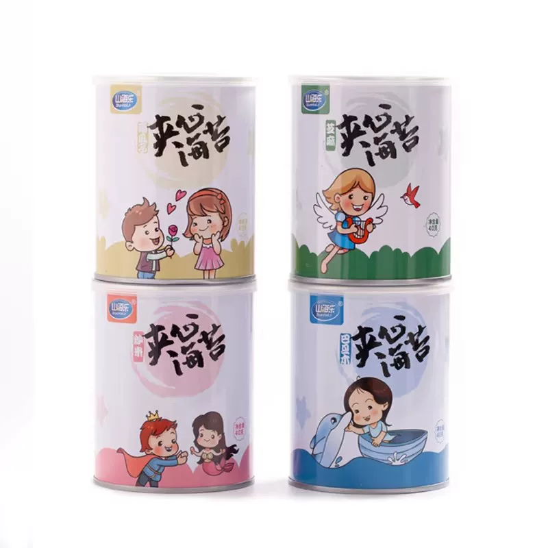 山海乐芝麻夹心海苔脆罐装40g海味卷香酥脆爽休闲零食饼干糕点