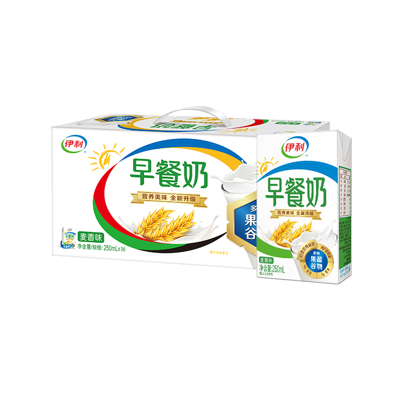 31.8元包邮！伊利 无菌砖早餐高钙营养牛奶 250ml*16盒