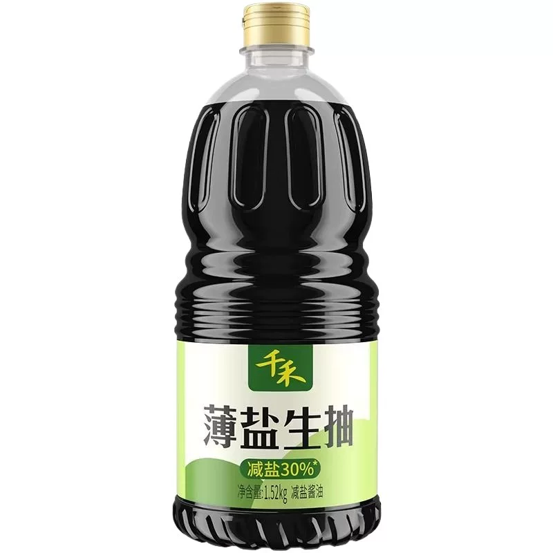 千禾酱油薄盐生抽1.52kg减盐生抽家用炒菜官方正品瓶装厨房简盐