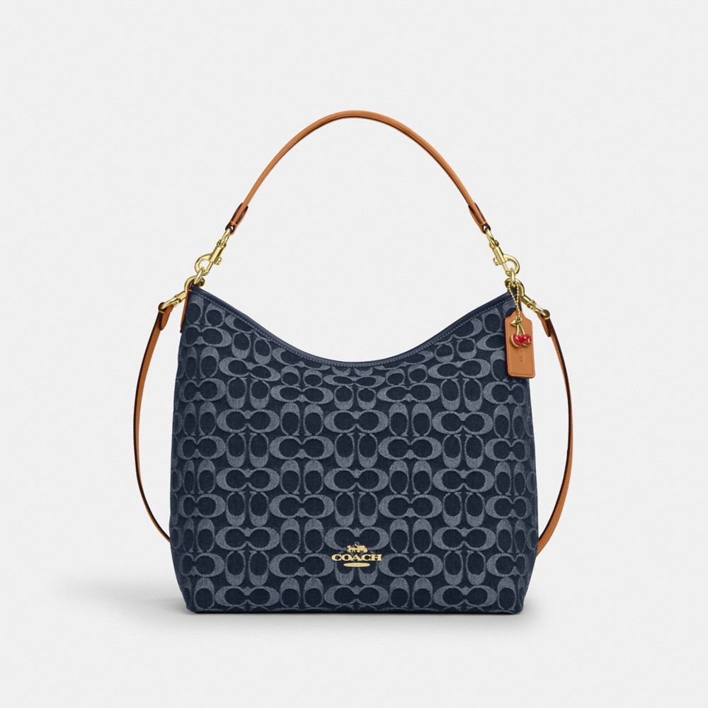 coach laurel large shoulder bag in signature denim CY697-IMXIA