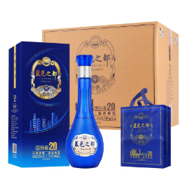 99元包邮！蓝色之都 国际版52度浓香型白酒500ml *6瓶/箱