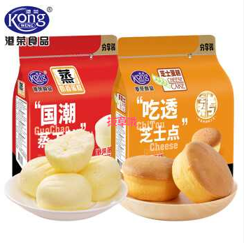 24.9元包邮！港荣 蒸蛋糕   奶香325g+芝士325g