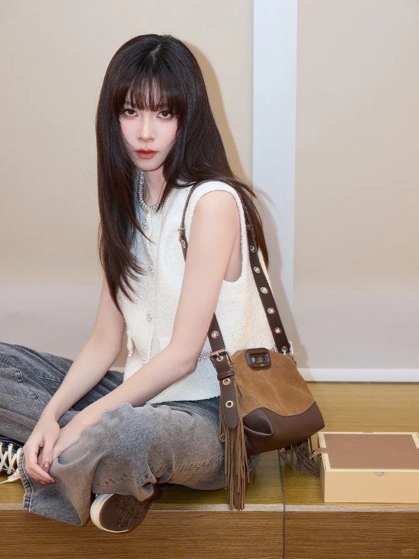 Maje Miss M Mini 棕色皮革包 宋妍霏同款