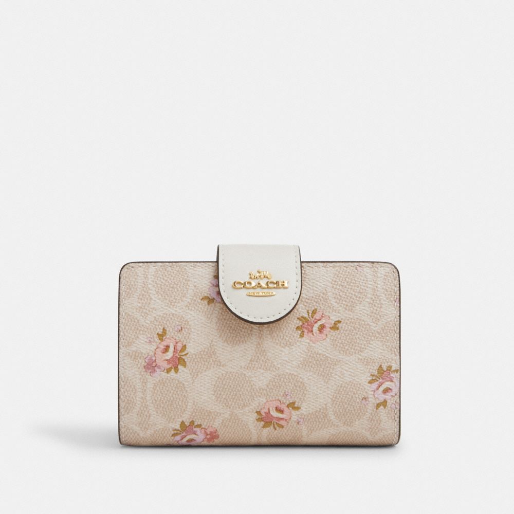 coach medium corner zip wallet in signature canvas with floral print CAR13-IMSAS