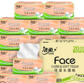 25.2元！洁柔抽纸粉Face立体压花面巾纸100抽3层20包（需拍3件 付89.5元）