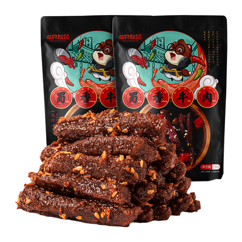 三只松鼠蜀香牛肉100g*2袋麻辣味休闲零食