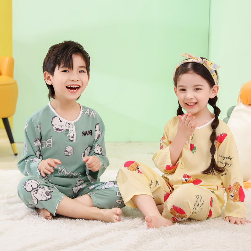 【签到+全尺寸】心怡熊儿童夏季睡衣套装