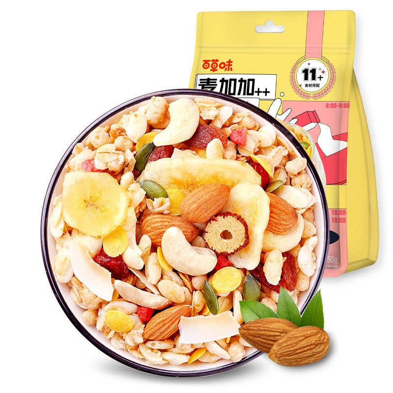 【到手价26.9元包邮】【?JD自营】百草味 坚果水果麦片 750g