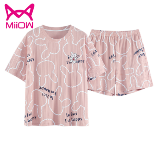 24.9元包邮！猫人 夏季少女短袖纯棉家居服套装
