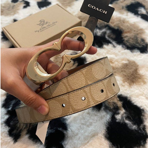 Coach蔻驰双C扣腰带 25mm 老花款