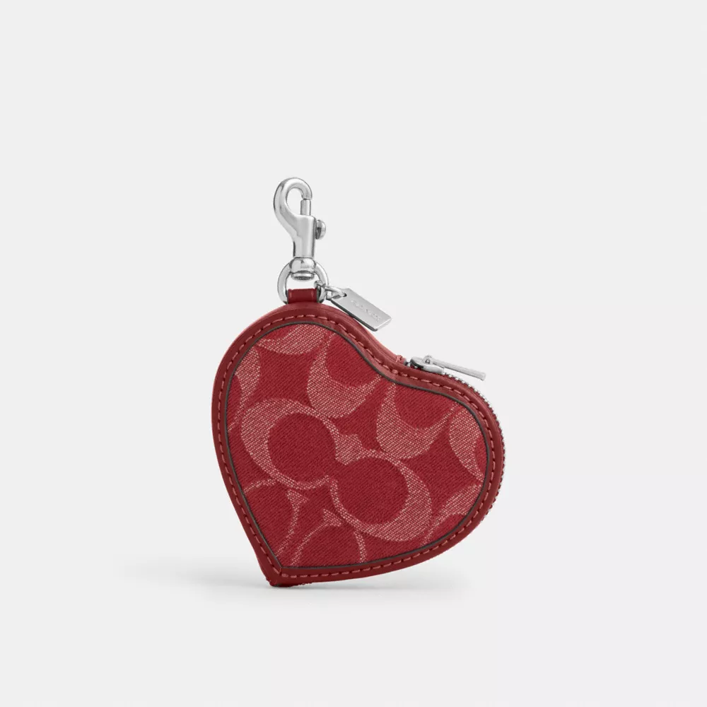 coach heart bag charm in signature denim CDC91-SVDN8