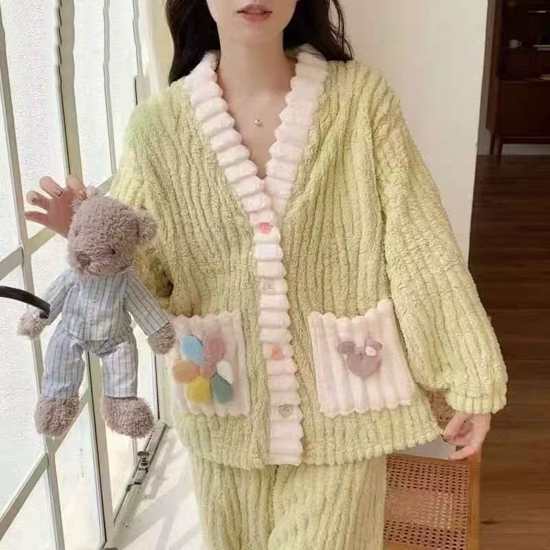 唐狮集团DESSO冬季珊瑚绒睡衣多种款式加厚保暖长袖套装睡衣
