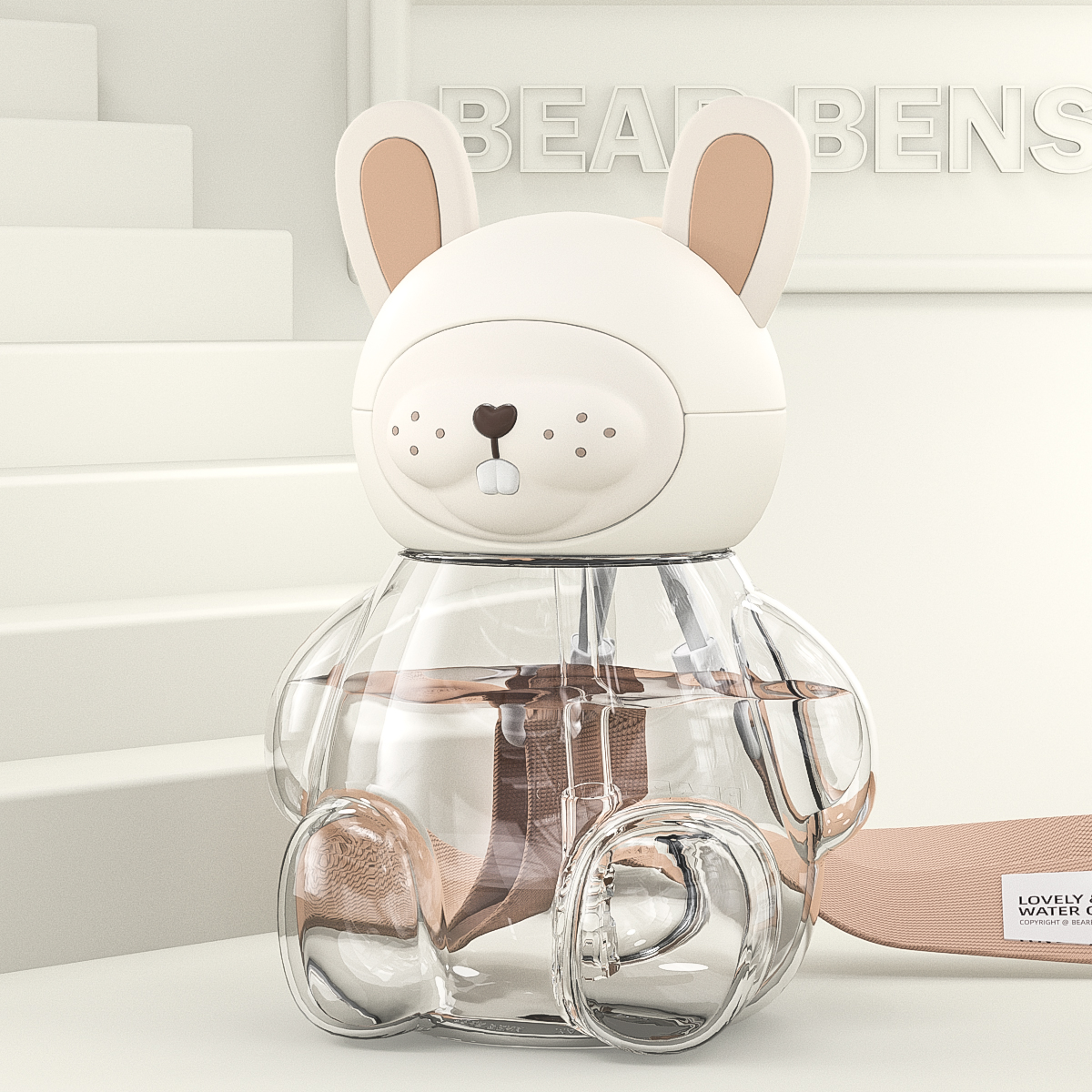 熊本士高颜值可爱大肚吸管水杯