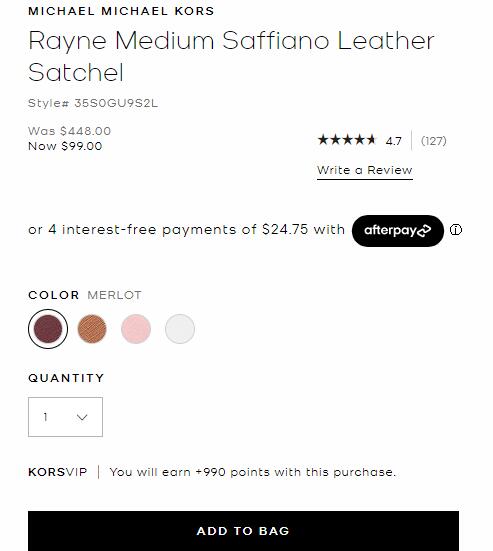 Michael Kors Rayne Medium Saffiano Leather Satchel Color Merlot 