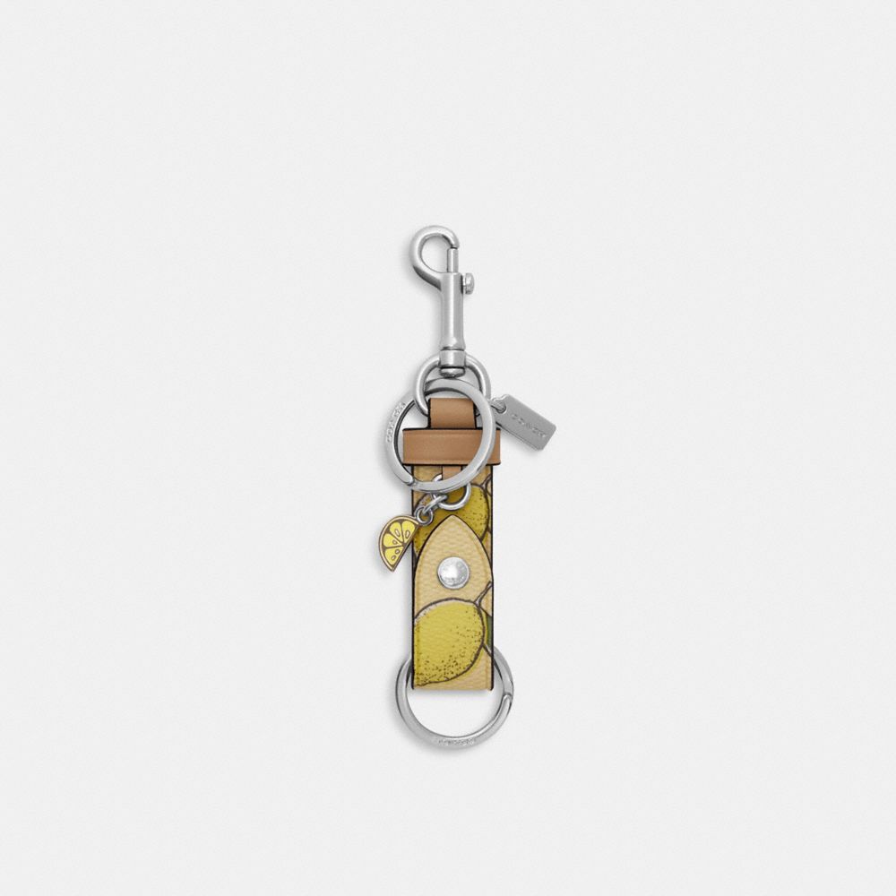 coach trigger snap bag charm with lemon print CAO47-SVXUC
