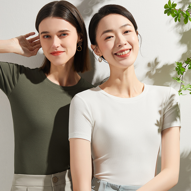 简云！莫代尔棉短袖t恤女