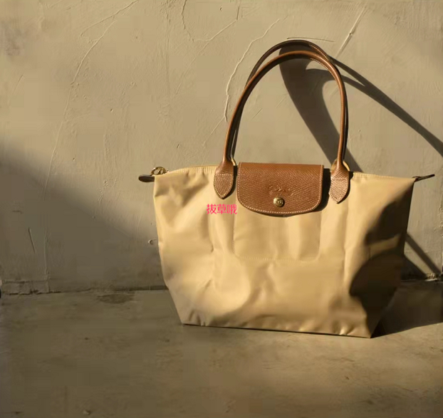 补货longchamp珑骧lepliage中号卡其色饺子包