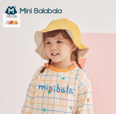 29.9元包邮！Mini Balabala 薄款宝宝防晒渔夫帽 2色
