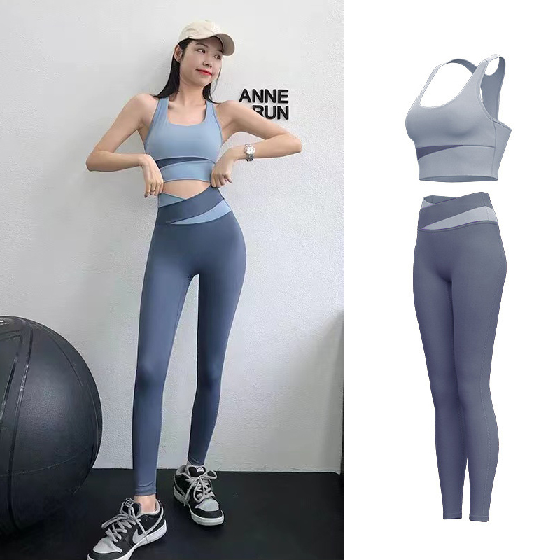 【旗舰店】蜓秀 拼接撞色运动伽服套装 背心+长裤