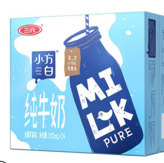 79.6元包邮！三元小方白 纯牛奶200ml*24瓶*2件
