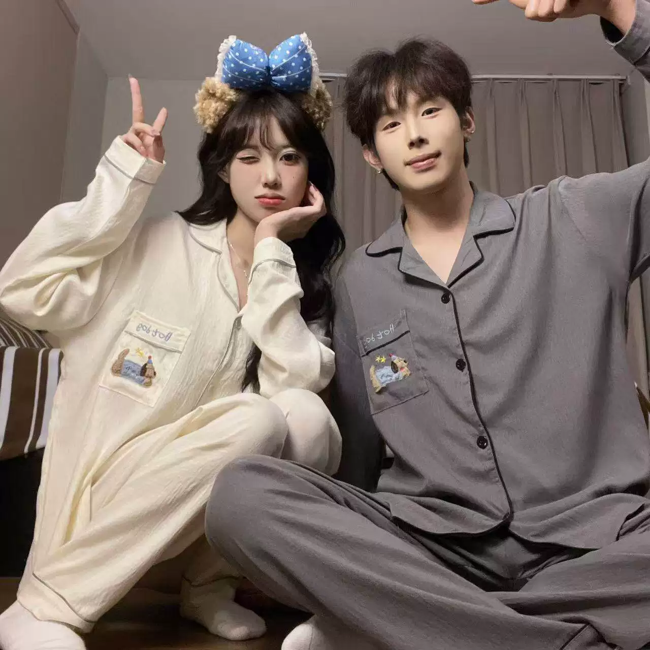 2026爆款睡衣女长袖长裤云朵棉花边圆领开衫甜美家居服套装qy