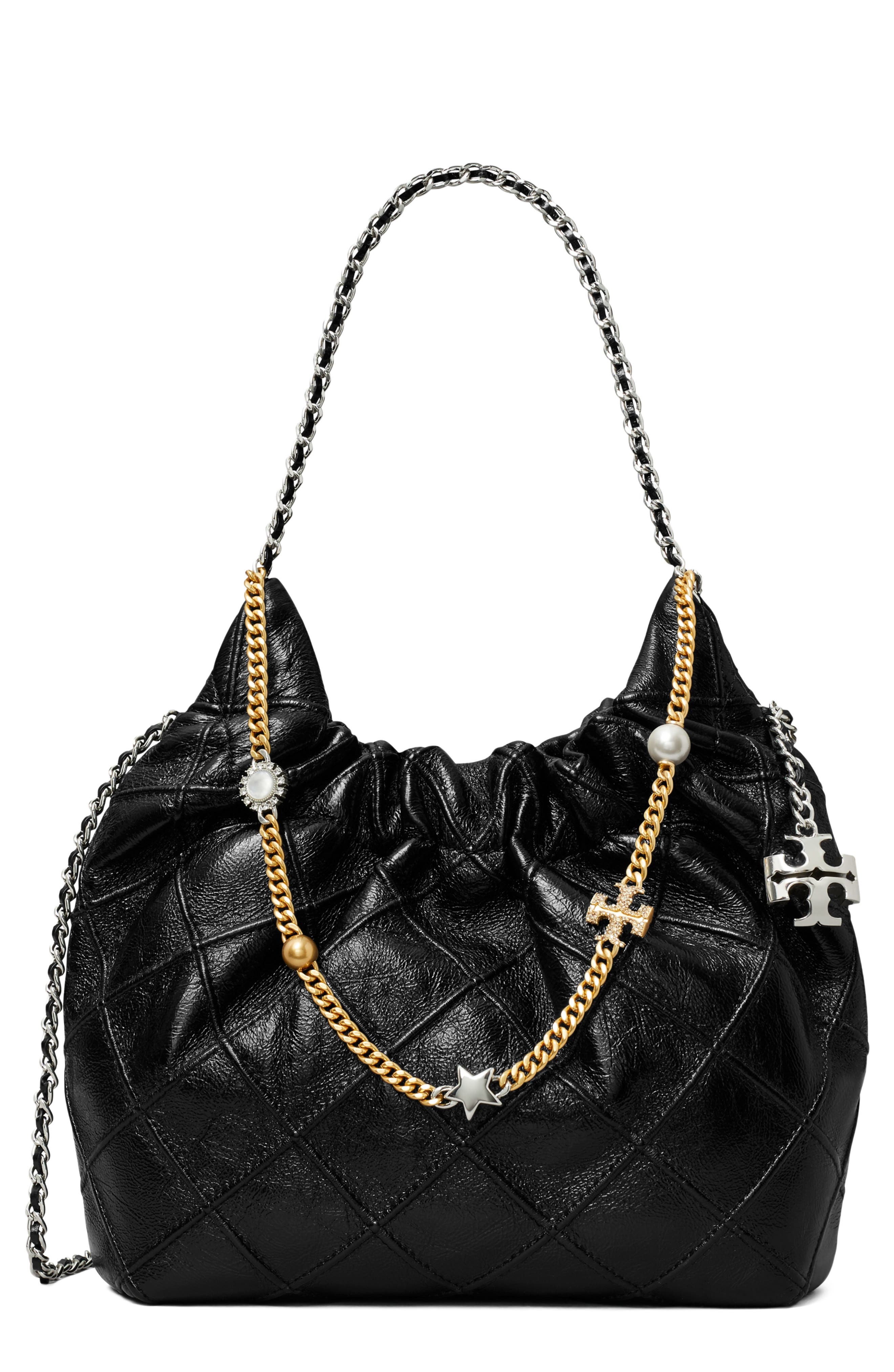 Tory Burch Mini Fleming Distressed Leather Hobo 汤丽柏琦购物袋