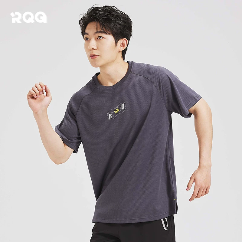 RQG男士速干透气网眼T恤宽松大码短袖