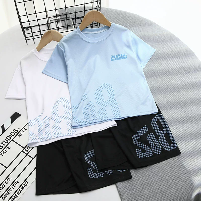 男童速干套装2026夏季新款短袖短裤儿童冰丝运动服休闲薄款两件套