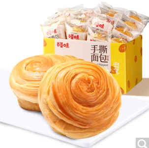17.9元包邮！百草味 奶香手撕面包1000g/箱