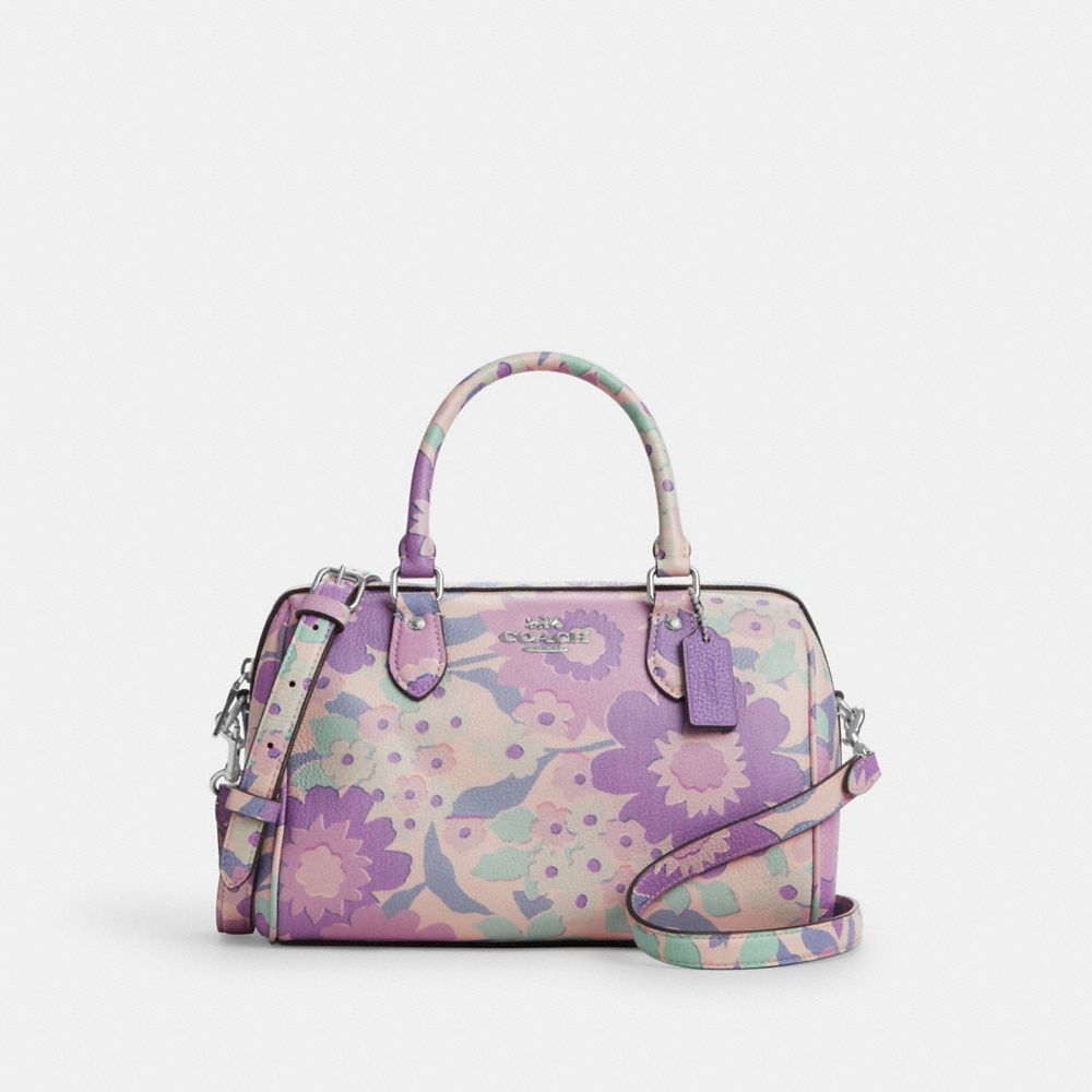 coach rowan satchel bag with floral print CBG82-SV/IO
