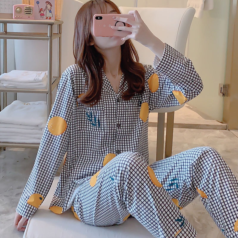 长袖网红同款睡衣女春款时尚套装