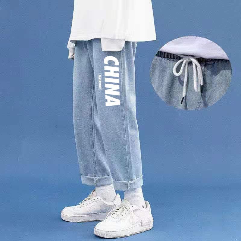 牛仔裤男港风潮流宽松直筒