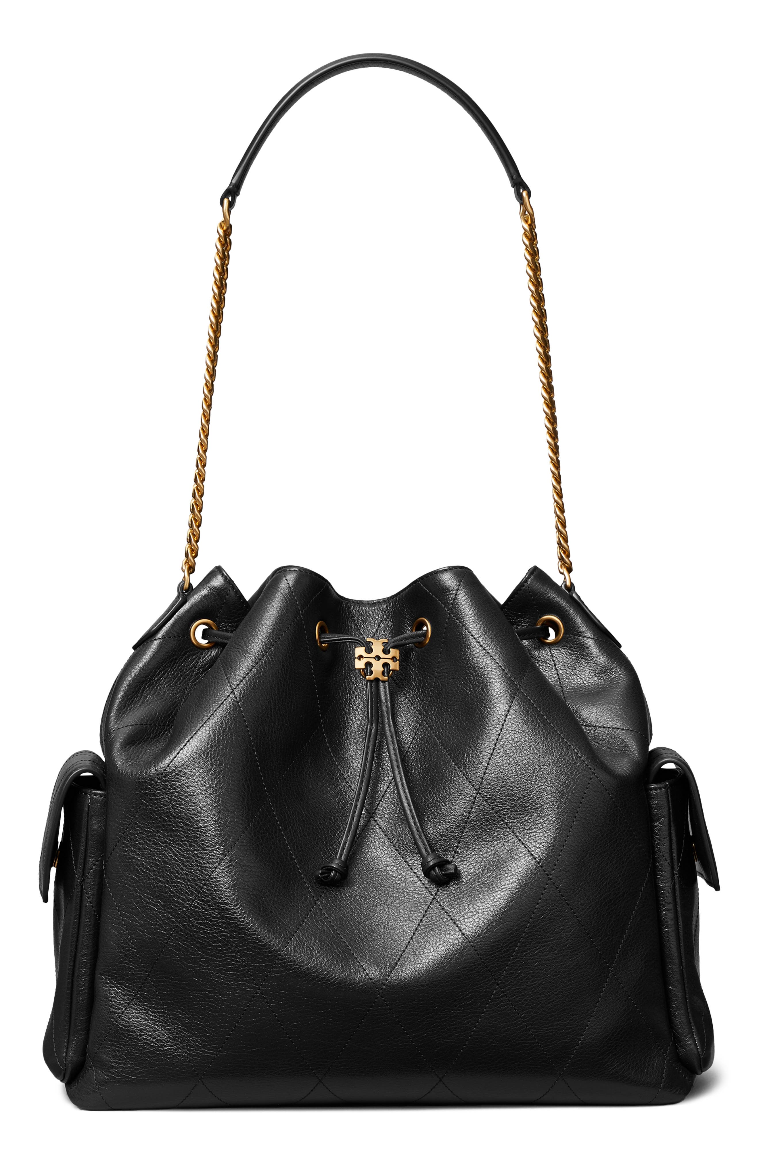 Tory Burch Large Charlie Quilted Leather 单肩包 Black