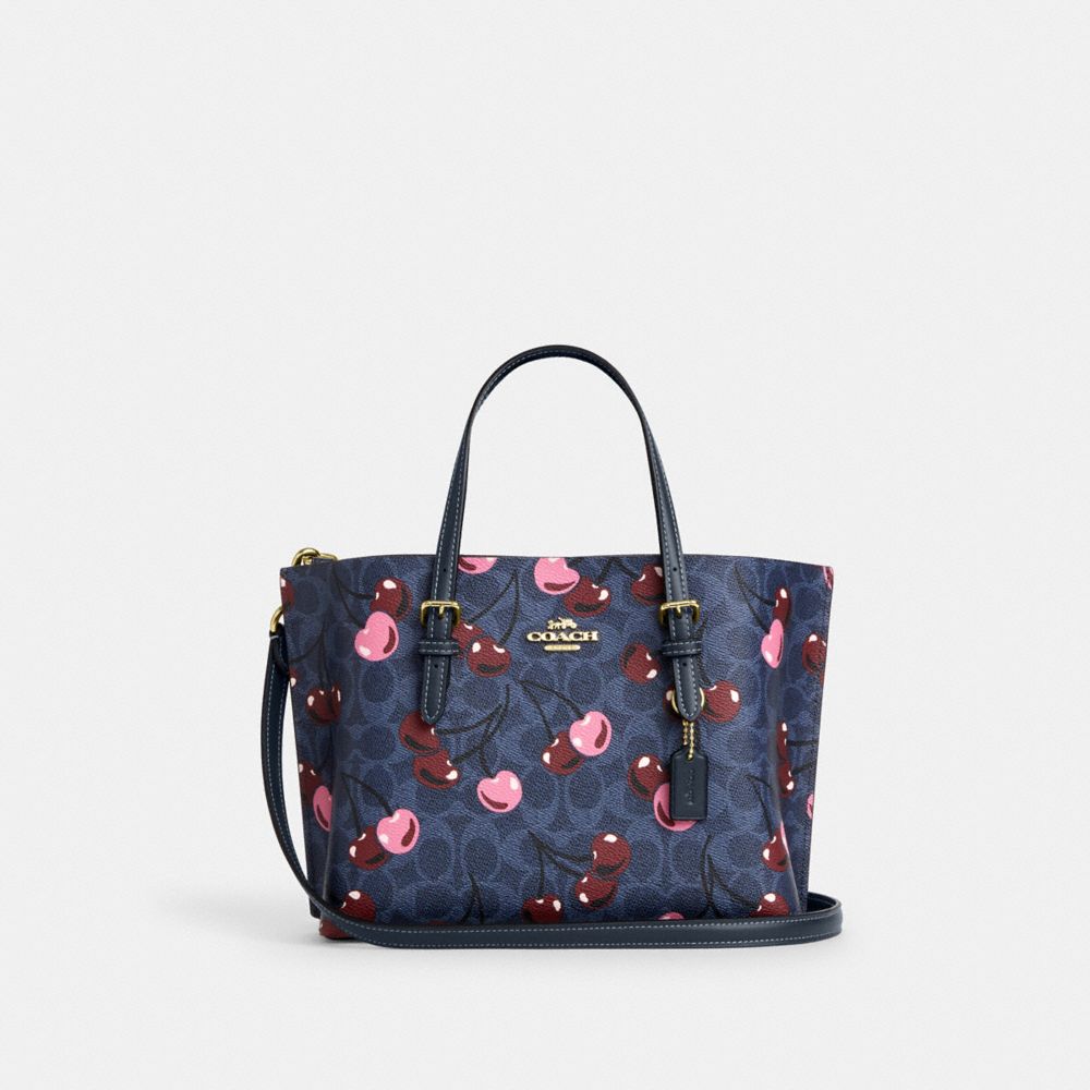 coach mollie tote bag 25 in signature canvas with cherry print CZ772-IMDEI