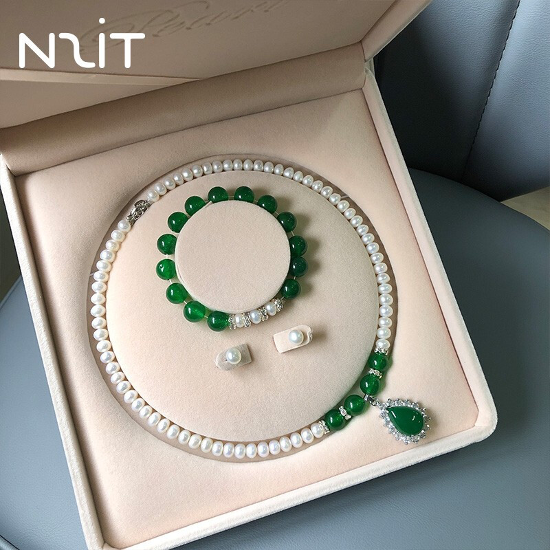 【旗舰店】N2IT 淡水珍珠绿玉髓三件套 
