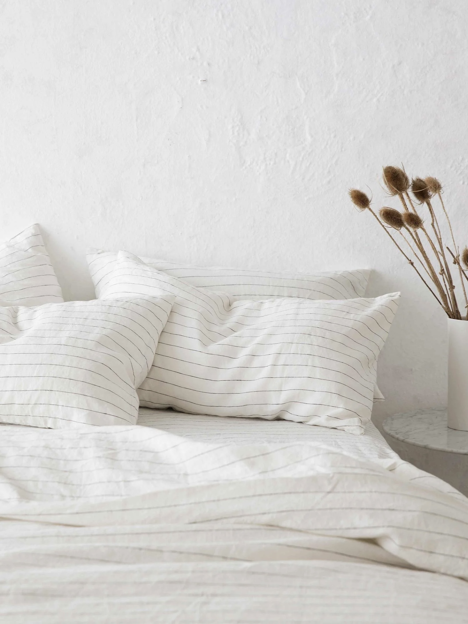 Cultiver European Flax Linen Bedding setup in a cozy bedroom