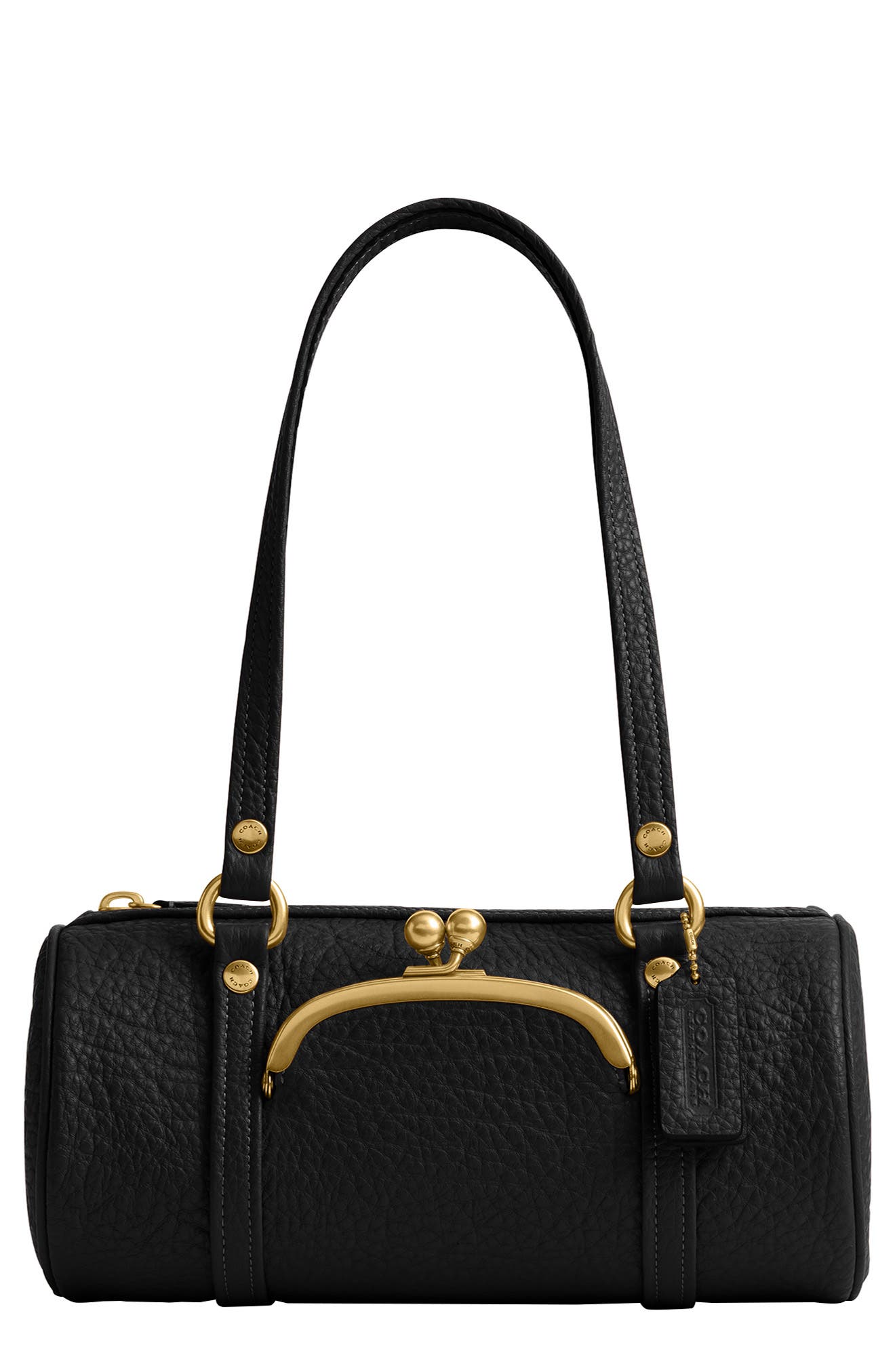 COACH Kisslock 28 Leather Barrel 蔻驰单肩包 B4/ Black