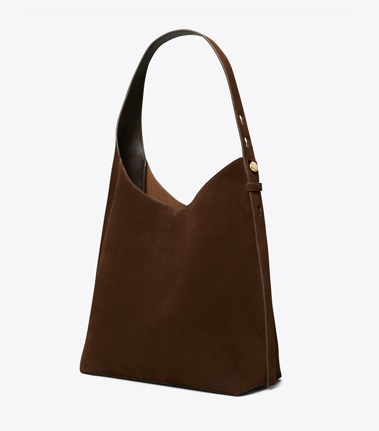 tory burch Romy Suede Hobo 汤丽柏琦流浪包 Dark Cocoa OS
