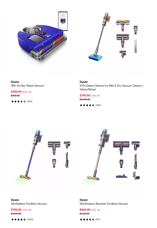Dyson vacuum cleaner massive sale at Macys