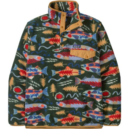Patagonia Lightweight Synchilla巴塔哥尼亚男士抓绒上衣 Salmon Energy/Old Growth Green XXL